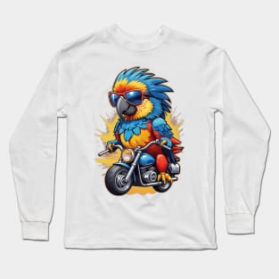 Motorbike Riding Macaw Long Sleeve T-Shirt